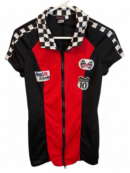 Dreamgirl Dresses & Skirts - Dreamgirl Red & Black Racing Zip-Front Mini Dress